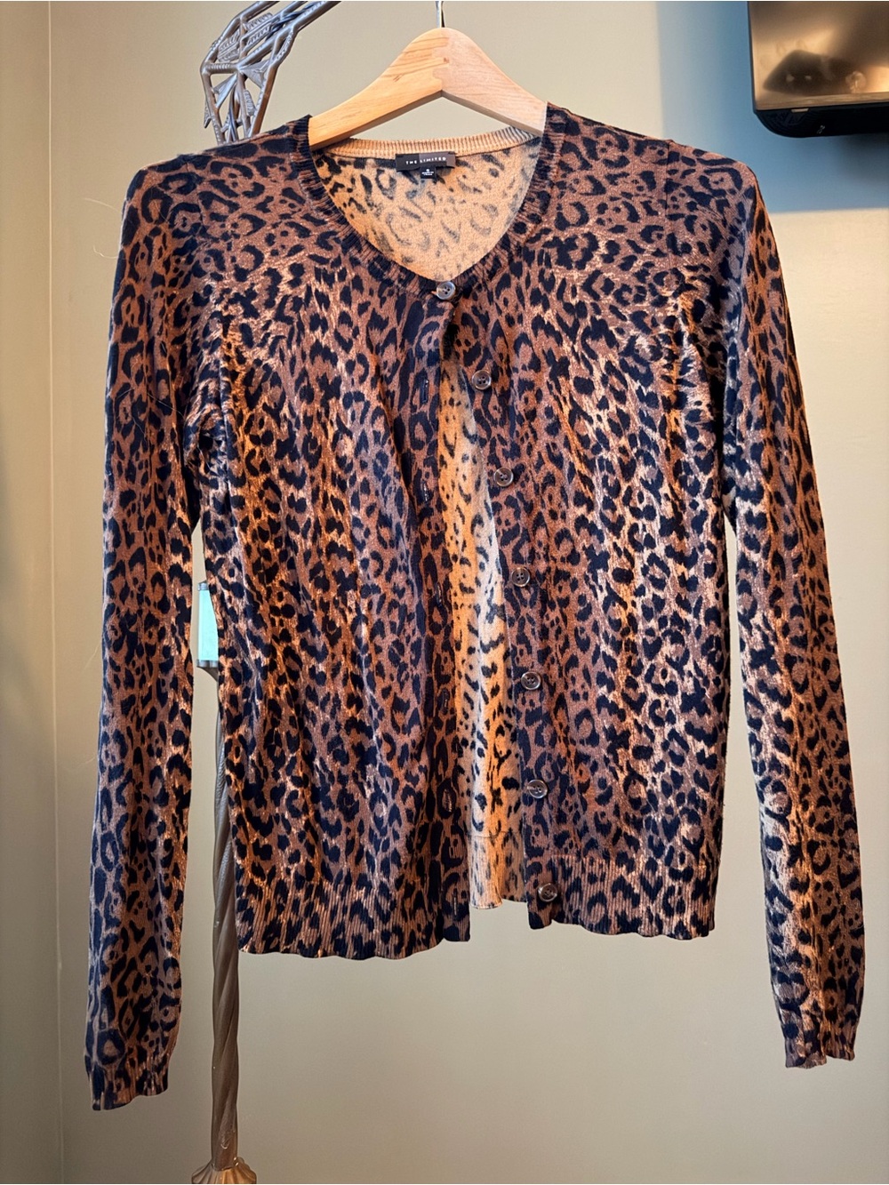 0036-The Limited Leopard Print Button Front Cardigan Sweater Size Small